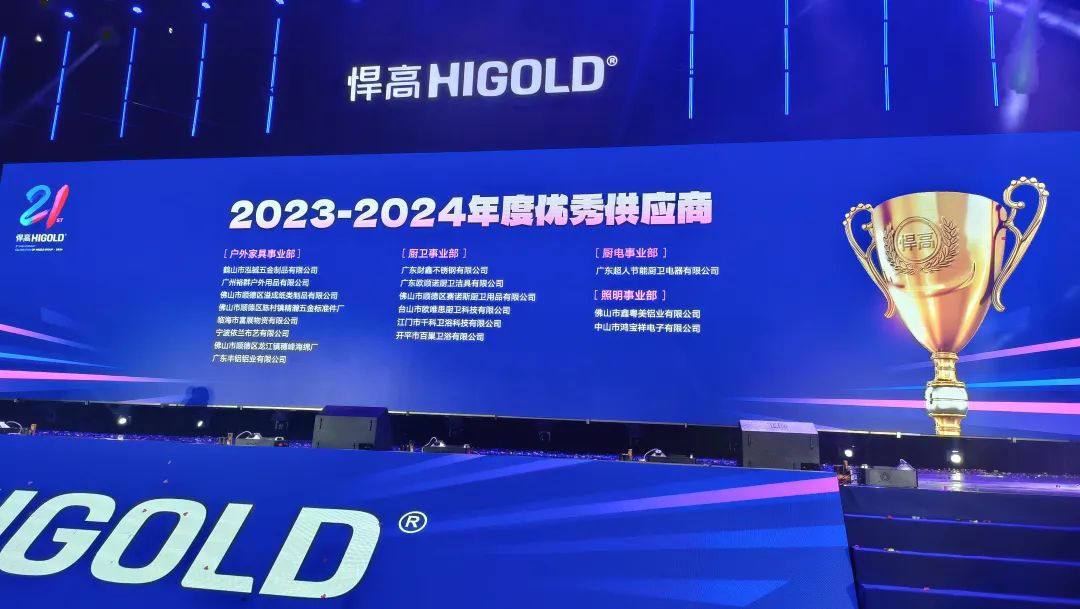 祝贺广东超人节能厨卫电器有限公司获得2023-2024年度悍高集团优秀供应商